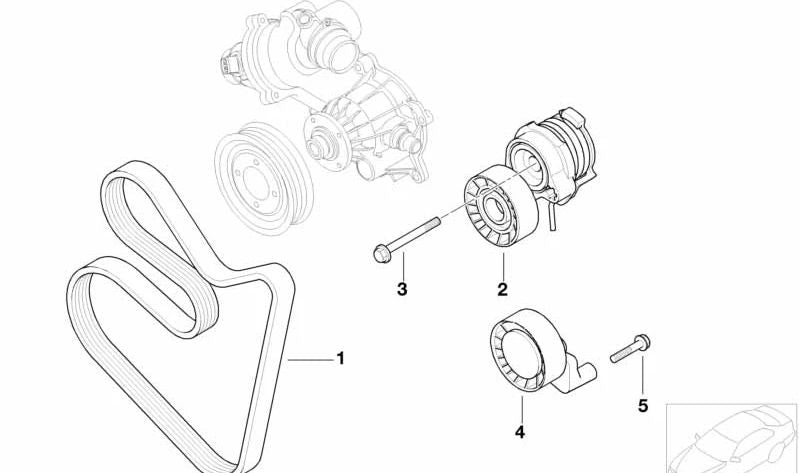 Tensor de correa para BMW E60, E61, E63, E64, E65, E66, E53 (OEM 11287549588). Original BMW