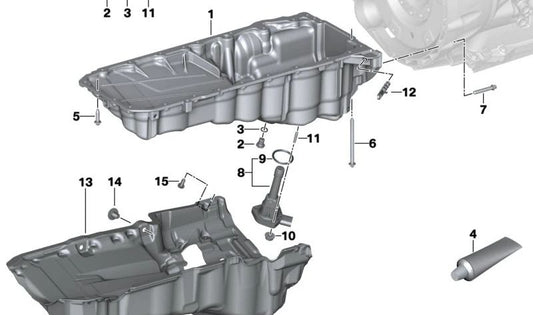 Oil Pan Acoustic Cover for BMW 2 Series G42, 3 Series G20, G20N, 4 Series G23, G26, 5 Series G30, 6 Series G32, 7 Series G11N, 8 Series G14, G15, G16, Z4 G29 (OEM 11148657310). Original BMW.