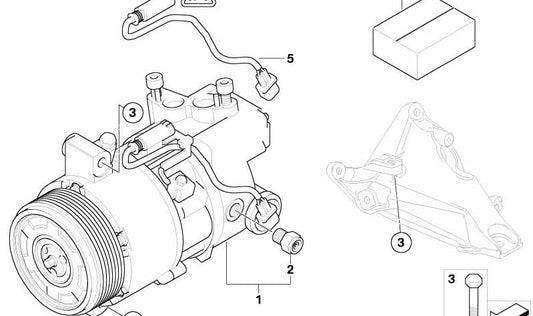 Kit de reparación placa de arrastre OEM 64526989408 para BMW E87, E90, E91. Original BMW.