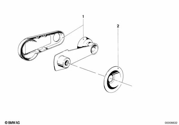 Manivela de ventana para BMW E28, E23 (OEM 51321912268). Original BMW