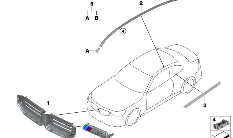 Cubierta de canal exterior puerta trasera derecha para BMW G42, G87 (OEM 51377482860). Original BMW