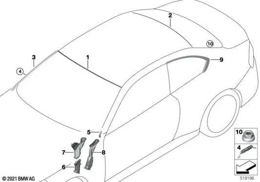 Tira recolectora de agua izquierda para BMW G42, G87 (OEM 51138494697). Original BMW