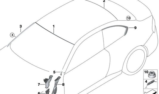 Moldura ventanilla lateral trasera izquierda para BMW G42 (OEM 51337482833). Original BMW