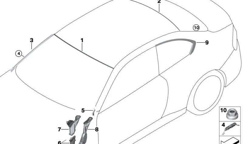 Tampa superior da janela traseira OEM 51319852125 para BMW G42. BMW originais.