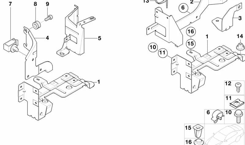 Soporte para cables para BMW Serie 3 E36, Serie 5 E34, E39, Serie 7 E32, E38, X5 E53, Z8 E52 (OEM 61138353135). Original BMW