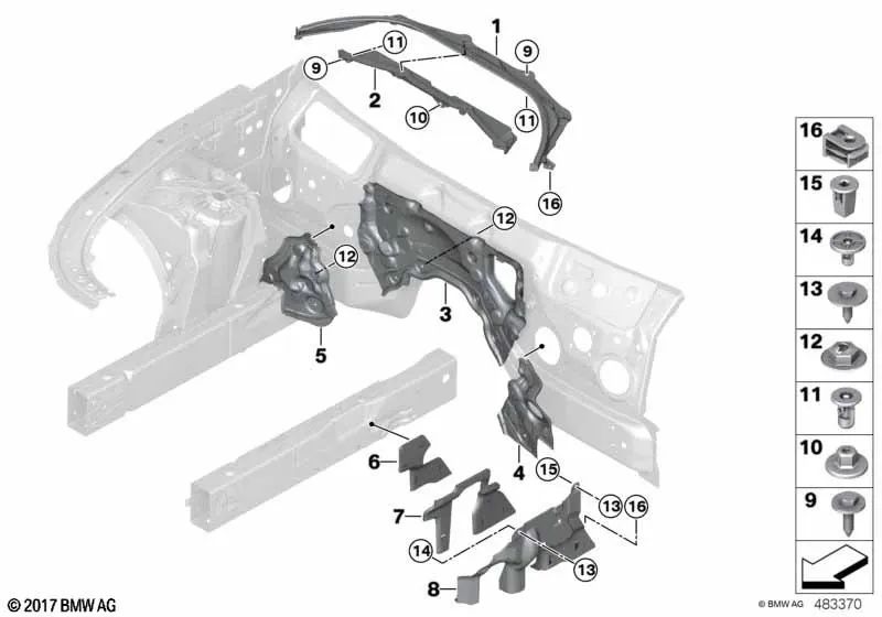 Parte Inferior del Tabique Frontal Híbrido para BMW G30, G30N, G31N, G38, G38N, G11, G11N, G12, G12N (OEM 51717359258). Original BMW