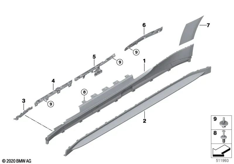 Soporte del umbral izquierdo para BMW Serie 4 G82, G83 (OEM 51778081013). Original BMW