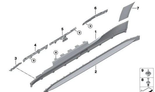 Cubierta del umbral, imprimada, izquierda para BMW G82, G83 (OEM 51778084239). Original BMW