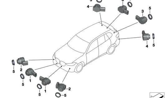 Sensor de aparcamiento por ultrasonidos OEM 66209826981 para BMW G05, G06, G07. Original BMW.