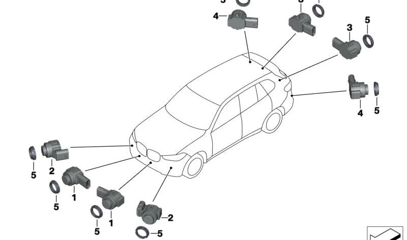 Sensor de aparcamiento ultrasónico OEM 66207927964 para BMW G05, G06, G07. Original BMW.