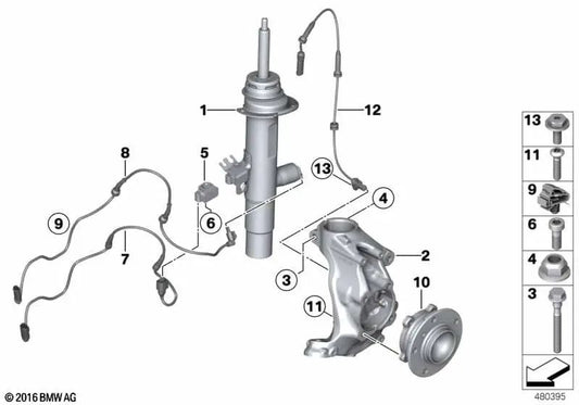 Amortiguador delantero derecho para BMW F32 (OEM 37116864752). Original BMW