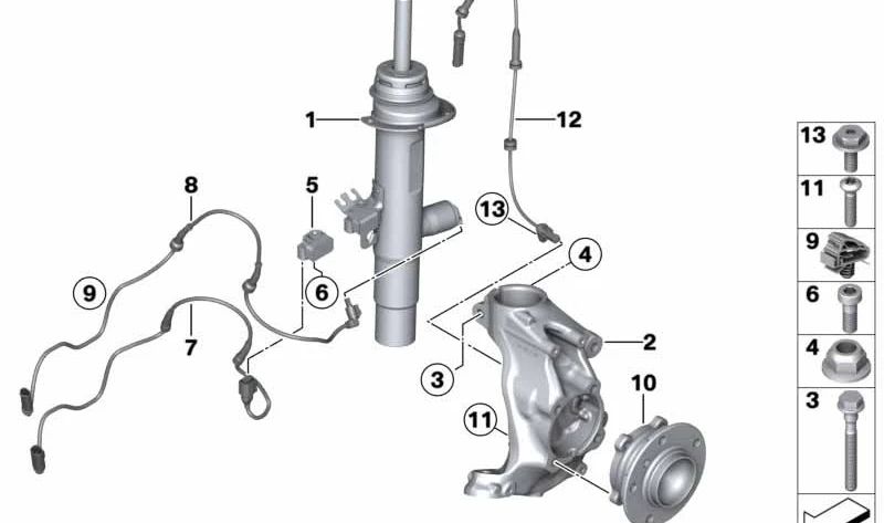 Assorbitore anteriore destro OEM 37116883152 per BMW F32, F36. BMW originale.