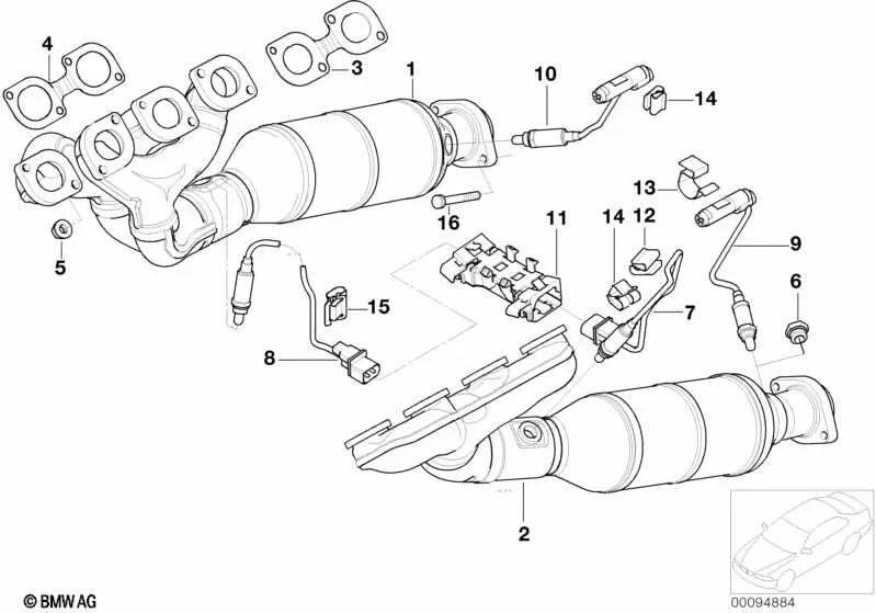 Sonda lambda gris para BMW E60, E61, E63, E64, E65, E66 (OEM 11787539124). Original BMW.