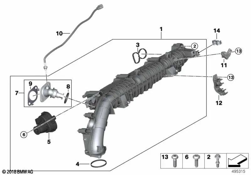 Sellado del cuerpo de la mariposa para BMW Serie 3 G20, G20N, G21, Serie 5 G30, G30N, G31, Serie 6 G32, G32N, Serie 7 G11, G11N, G12, G12N, Serie 8 G14, G15, G16, X3 G01, G01N, X4 G02, G02N, X5 G05, X6 G06, X7 G07 (OEM 11618579882). Original BMW.