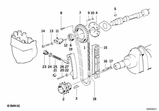 Pasador de cilindro para BMW E12, E28, E34, E39, E24, E23, E32, E31, E52 (OEM 07119942161). Original BMW.