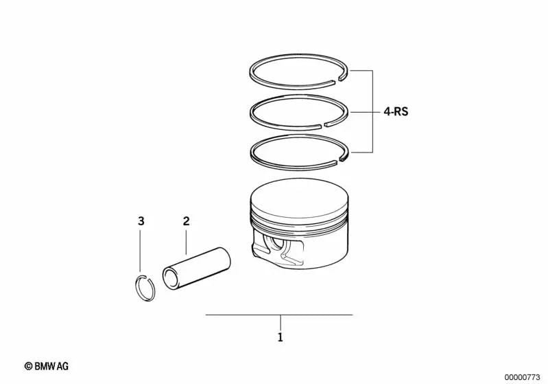 Piston ring repair kit for BMW E36 (OEM 11251247918). Original BMW