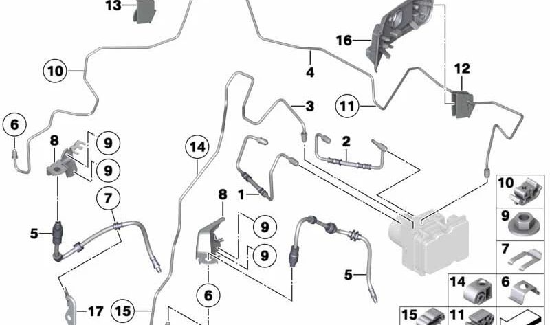 Latiguillo de freno OEM 34326853544 para BMW E90, E91, E92, E84. Original BMW.