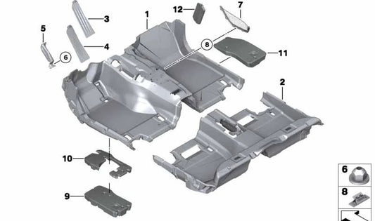 Revestimiento de suelo delantero para BMW F10N, F11N (OEM 51478057121). Original BMW