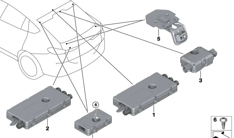 Amplificatore di antenna per BMW X6 F96, G06 (OEM 65206840282). BMW originale