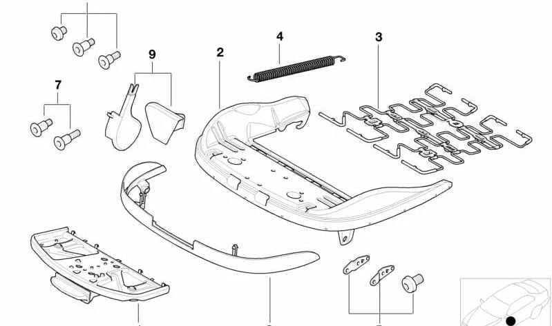 Kit de fijación para soporte de muslos OEM 52108240496 para BMW E46, E93, E63, E83, E53, E85, E86. Original BMW