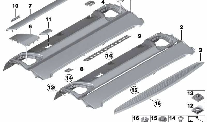 Cubierta interior del maletero OEM 51467903809 para BMW F01, F02, F04. Original BMW.