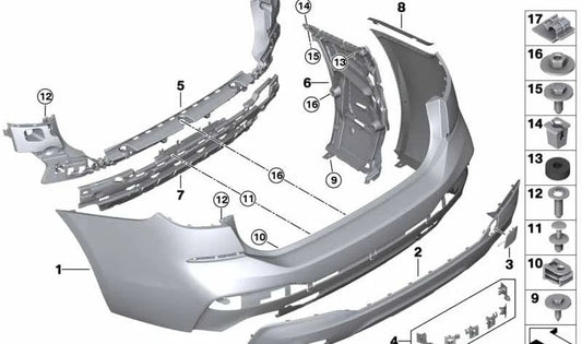 Guía del Parachoques Lateral Derecho para BMW Serie 6 G32 (OEM 51127387328). Original BMW