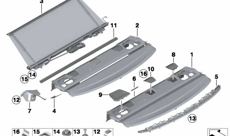 Reposabrazos trasero OEM 51467288363 para BMW F30, F80. Original BMW.