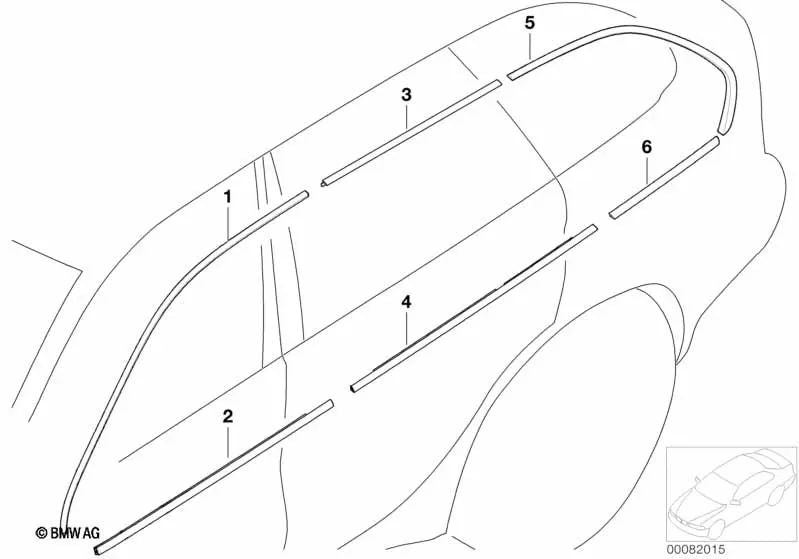 Cubierta exterior izquierda para BMW E53 X5 (OEM 51348257733). Original BMW.