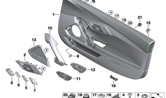 Front left door trim for BMW Z4 G29 (OEM 51419471171). Original BMW