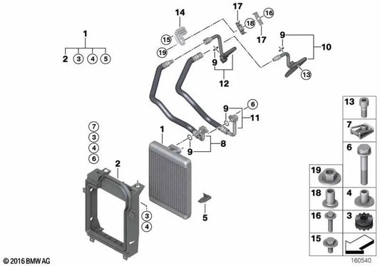 Enfriador de aceite del motor para BMW E70 (OEM 17217586546). Original BMW.