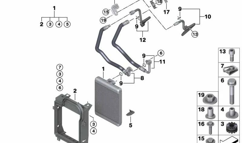 OEM 17227578660 Tubo de retorno da geladeira de óleo para BMW E70. BMW original.