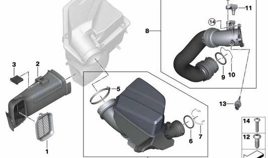 Tubo de admisión de aire con resonador OEM 13719847391 para BMW G42, G20, G21, G28, G22, G23, G26. Original BMW