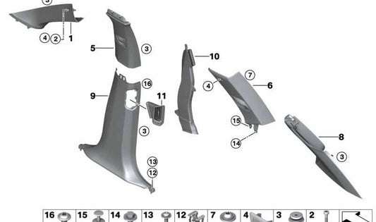 Cubierta superior derecha del pilar B OEM 51448058896 para BMW F15, F85. Original BMW.