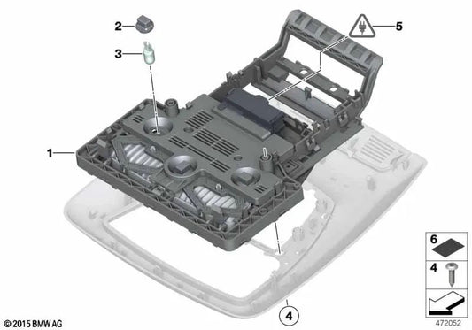 Kit de reparación del centro de control del techo para BMW Serie 5 F07, F10, F11, F18, Serie 6 F06N, F13, Serie 7 F01, F02, F04, X3 F25, X4 F26 (OEM 61319221632). Original BMW.