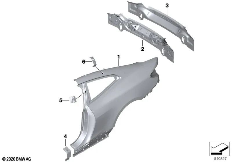 Left B-pillar reinforcement plate for BMW 4 Series G22, G82 (OEM 41009879787). Original BMW.