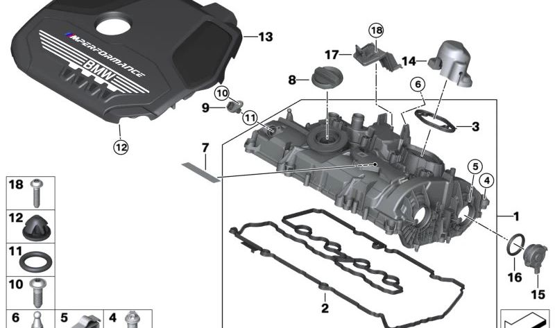 Cubierta de motor OEM 11148661683 para BMW F40, F44, F39. Original BMW.