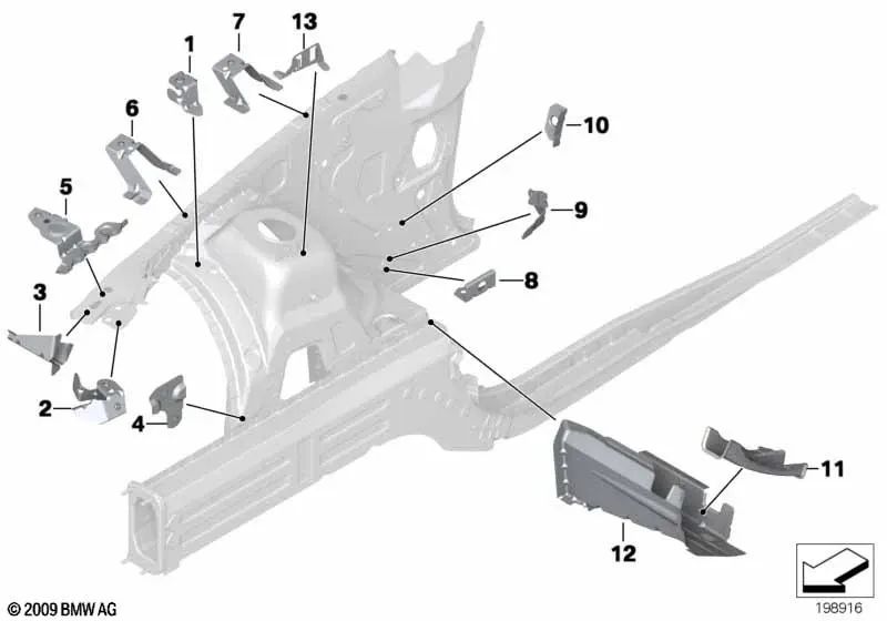 Soporte del amortiguador de ruido de admisión derecho para BMW E84 (OEM 41002993044). Original BMW.