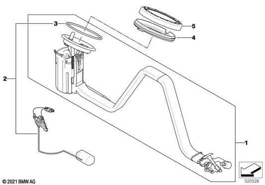 Unidad de suministro derecha con bomba en el tanque para BMW E60, E60N, E61, E61N (OEM 16117373505). Original BMW.