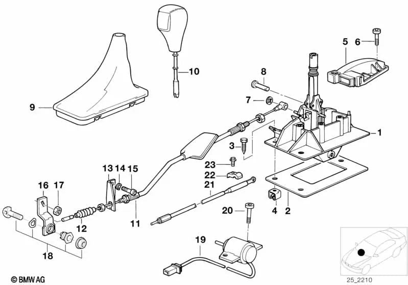 Gear selector for BMW 8 Series E31 (OEM 25161421493). Original BMW