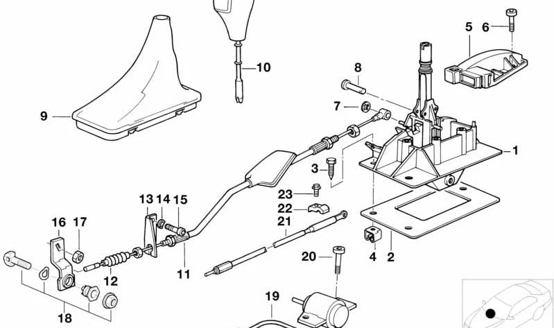 Soporte brazo de cambio OEM 25161219796 para BMW Serie 8 (E31). Original BMW