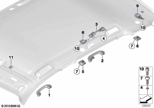 Soporte de Asidero Trasero Izquierdo para BMW F25 (OEM 51169183491). Original BMW.