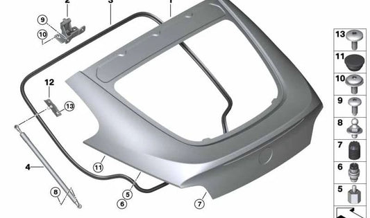 Cerniera del cancello posteriore sinistro OEM 41003420713 per BMW E86 (Z4 Coupé). BMW originale.