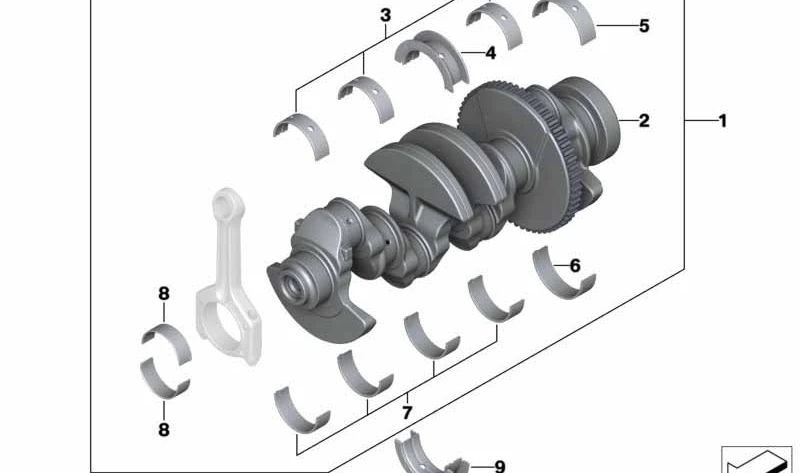 Cúpula de cojinete de guía amarilla para BMW Serie 3 E46, X1 E84 (OEM 11217515369). Original BMW