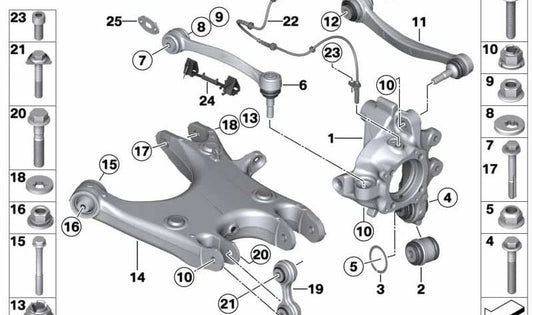 Suporte ao braço de suspensão OEM 33326780438 para BMW F07, F10, F11, F18, F06, F12, F13, F01, F02, F04. BMW original.