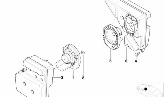 Caja de altavoz izquierda para BMW E52 Z8 (OEM 65138380571). Original BMW