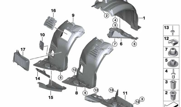 Cubierta inferior izquierda para BMW Serie 3 E90, E91N (OEM 51717903909). Original BMW