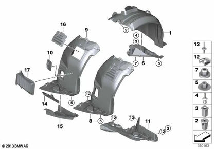 Cubierta del paso de rueda inferior derecha para BMW E92N, E93N (OEM 51718047462). Original BMW