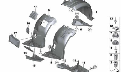 Couverture inférieure droite pour la série BMW 3 E90, E91 (OEM 51718044642). BMW d'origine