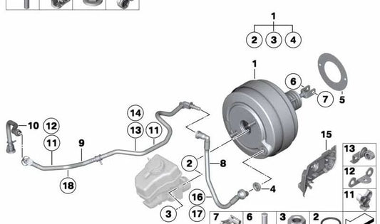 Tubería de vacío para BMW Serie 3 E90N, E91N, E92, E92N, E93, E93N (OEM 34337800725). Original BMW