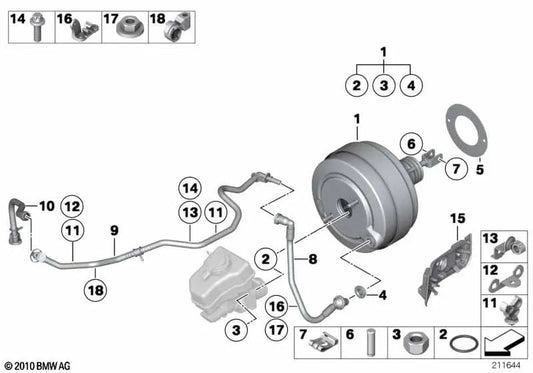 Vacuum pipe for BMW 3 Series E90, E90N, E91, E91N, E92, E92N, E93, E93N (OEM 11667551622). Original BMW